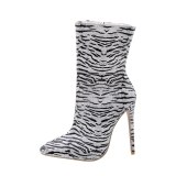 Arden Furtado Fashion Women's Shoes Winter Pointed Toe Ankle Boots sexy Stilettos Heels Zipper Sexy Elegant Ladies leopard Boots
