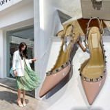 Arden Furtado Summer Fashion Women's Shoes Pointed Toe Stilettos Heels Sexy Elegant rivets sandals