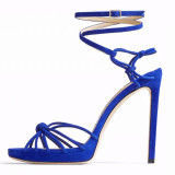 Arden Furtado summer party shoes ladies zipper open toe stilettos heels royalblue sandals big size 45