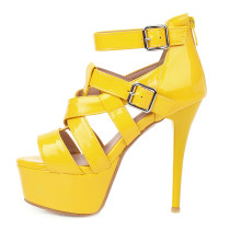 Arden Furtado Summer Fashion  Women's Shoes Buckle Sexy Elegant yellow Sandals platform Party Shoes Big size 48