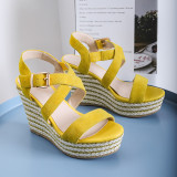 Arden Furtado Summer Fashion Trend Women's Shoes yellow Elegant Wedges Sexy Elegant pure color Sandals Waterproof Small size 33