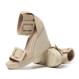 Arden Furtado Summer Fashion Women's Shoes Open Toe wedge Sandals buckle strap shoes