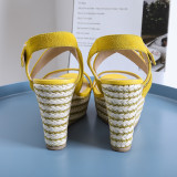 Arden Furtado Summer Fashion Trend Women's Shoes yellow Elegant Wedges Sexy Elegant pure color Sandals Waterproof Small size 33