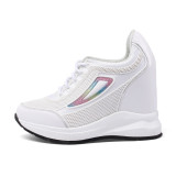 Arden Furtado Summer Fashion Trend Women's Shoes pure color White Wedges sneakers Cross Lacing  Leather Comfortable Leisure Shallow Small size 32