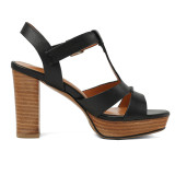 Summer fashion women's shoes peep toe chunky heels buckle strap genuine leather gladiator sandals