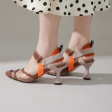 Arden Furtado Summer Fashion Trend Women's Shoes Sexy Elegant Concise Pointed Toe PVC Mixed Colors Stilettos Heels Sandals Big size 42
