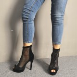 Arden Furtado Summer Fashion Women's Shoes Platform Sexy Elegant Mature Peep Toe mesh boots Back zipper stilettos heels Sandals Big size 47