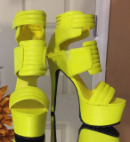 Arden Furtado Summer Fashion Women's Shoes Platform yellow Sexy Elegant Mature Sandals Narrow Band Big size 47
