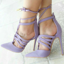 Arden Furtado Summer Fashion Women's Shoes Stilettos Heels Mature Classics Pointed Toe Ankle Strap sandals  Big size 47