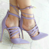 Arden Furtado Summer Fashion Women's Shoes Stilettos Heels Mature Classics Pointed Toe Ankle Strap sandals  Big size 47