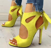 Arden Furtado Summer Fashion Women's Shoes Stilettos Heels Mature Classics pure color yellow sandals pure color  Big size 47
