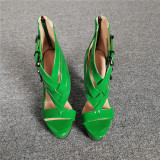 Copy Arden Furtado Summer Fashion Women's Shoes Stilettos Heels Mature Classics BuckleBack zipper Waterproof green sandals  Big size 47