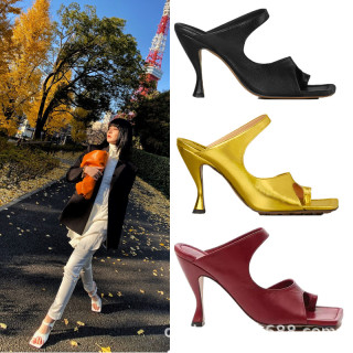 Arden Furtado Summer Fashion Trend Women's Shoes  Square Head pure color Sexy Elegant  Slippers Strange Style Heels Burgundy