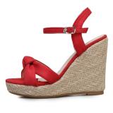Arden Furtado Summer Fashion Trend Women's Shoes Wedges Buckle Blue Red Sandals Classics Party Shoes  Big size 50