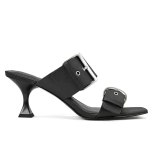 Arden Furtado Summer Fashion Trend Women's Shoes Square Head  Sexy Elegant Concise Leather Buckle pure color Mature Slippers