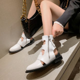 Arden Furtado Summer Fashion Trend Women's Shoes pure color Sandals White Zipper Cool boots Classics Concise Leisure