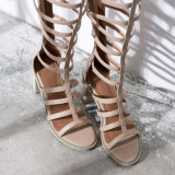 Arden Furtado Summer Fashion Trend Women's Shoes Chunky Heels Zipper Gladiator Sexy Elegant pure color Sandals Back zipper