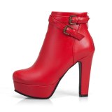 Arden Furtado Fashion Women's Shoes Winter Chunky Heels Zipper Sexy Elegant Ladies red white Boots Big size 50