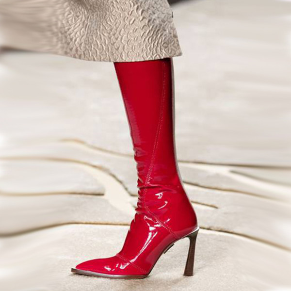 Arden Furtado Fashion Women's Shoes Winter Pointed Toe Stilettos Heels Zipper Elegant Concise Knee High Boots Big size 43