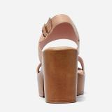 Summer genuine leather platform chunky heels buckle strap casual wedges sandals shoes women's shoes