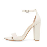 Arden Furtado Summer Fashion Women's Shoes Narrow Band Chunky Heels new Sexy Elegant Buckle strap white pink suede cover heels Sandals