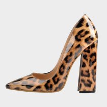 Arden Furtado Summer Fashion Women's Shoes Pointed Toe Chunky Heels Concise Shallow Sexy Elegant Slip-on Pumps Leopard Print