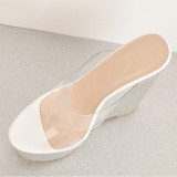 Arden Furtado Summer Fashion Trend Women's Shoes Sexy Elegant pure color white Waterproof Concise Slippers PVC Big size 45