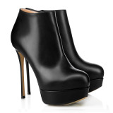 Arden Furtado Fashion Women's Shoes Winter round Toe Stilettos Heels Sexy Elegant Ladies Boots Concise platform ankle Boots