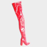 Arden Furtado Fashion Women's Shoes Winter Pointed Toe Chunky Heels Mature Classics pure color sexy red Over The Knee High Boots