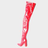 Arden Furtado Fashion Women's Shoes Winter Pointed Toe Chunky Heels Mature Classics pure color sexy red Over The Knee High Boots