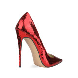 Arden Furtado Summer Fashion  Women's Shoes Pointed Toe Stilettos Heels Sexy Elegant pure color red blue Slip-on  Big size 45