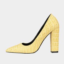 Arden Furtado Summer Fashion Trend Women's Shoes Pointed Toe Chunky Heels pure color yellow white Slip-on Pumps Big size 45