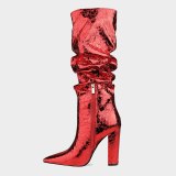 Arden Furtado Fashion Women's Shoes Winter Pointed Toe Chunky Heels Zipper Sexy Elegant Ladies Boots Concise Mature pure color