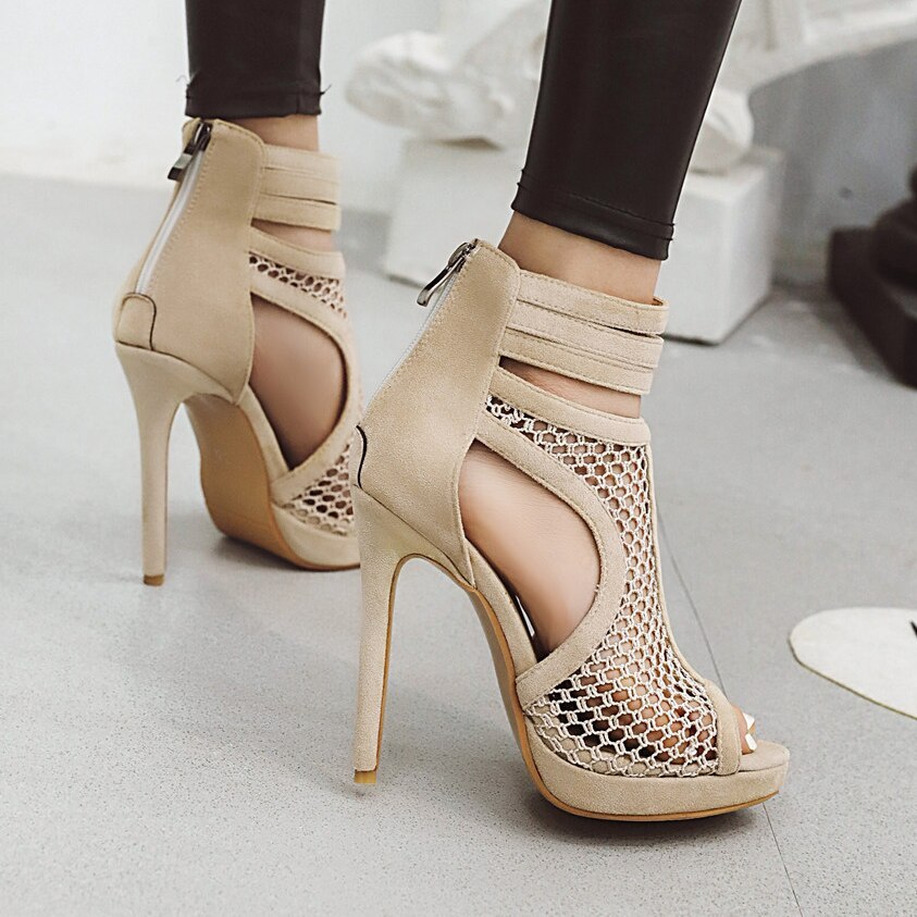 US$ 33.00 - Fashion cover heels back zipper platform summer boots ...