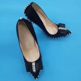 Spring  autumn stilettos heels rivets ladies pumps large size sexy high heels 12cm  butterfly knot women's  shoes size 43