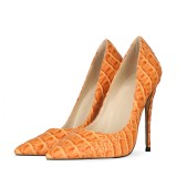 Arden Furtado Summer Fashion Women's Shoes Pointed Toe Stilettos Heels Classics Sexy Elegant Slip-on Shallow Orange Pumps 43 45