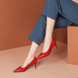 Arden Furtado Spring Fashion Women's Shoes Pointed Toe Stilettos Heels Sexy Elegant  pure color Mature high heels red pumps