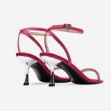 Arden Furtado Summer Fashion Trend Women's Shoes pure color rose red  Classics Elegant  Buckle Party Shoes Narrow Band Sandals