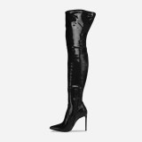 Arden Furtado 2020 Fashion Women's Shoes Pointed Toe Stilettos Heels Elegant Women's Boots white thigh High stretch Boots 45