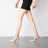 Arden Furtado Summer Fashion Women's Shoes Pointed Toe Stilettos Heels Concise Mules Sexy Elegant  red beige Slipperse