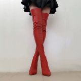 Arden Furtado Fashion Women's Shoes Pointed Toe Stilettos Heels Elegant Women's Boots white red thigh High stretch Boots 45