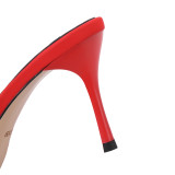 Arden Furtado Summer Fashion Women's Shoes Pointed Toe Stilettos Heels Concise Mules Sexy Elegant  red beige Slipperse