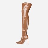 Arden Furtado 2020 Fashion Women's Shoes Pointed Toe Stilettos Heels Elegant Women's Boots white thigh High stretch Boots 45