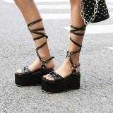 2020 Fashion summer ankle strap platform women's sandals platform wedges heels high heels open toe party shoes big size 44 45