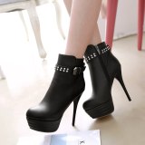 2020 Spring autumn winter Fashion shoes stiletto heels boots platform Women's boots round toe White ankle boots large size 44 45