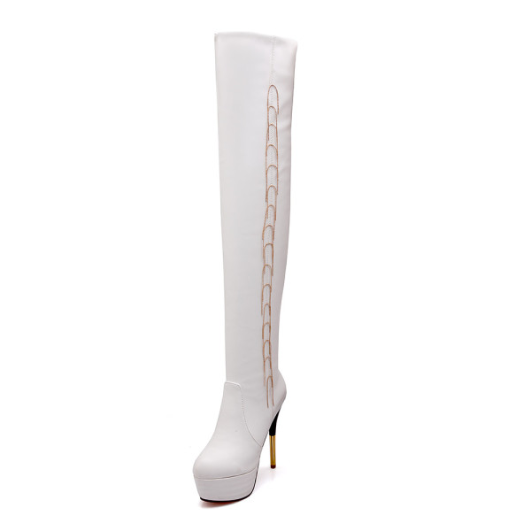 white long platform boots