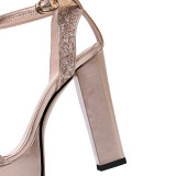 Arden Furtado summer sandals women's shoes chunky heels pure color gold ladies elegant fashion party shoes 33 40
