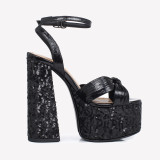 Arden Furtado Summer Fashion Women's Shoes Pointed Toe Chunky Heels Sexy Serpentine Elegant Buckle strap sankeskin Sandals