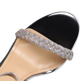 Arden Furtado Summer Fashion Women's Shoes Sexy Silver Elegant Buckle silver Champagne strap Narrow Band Crystal Sandals