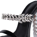 Arden Furtado Summer Fashion Women's Shoes pure color silver  Crystal Rhinestone Office lady Slippers Narrow Band  leather shoes